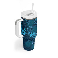 Naval Night Aloha Hawaii Tumbler With Handle Hawaiian Kakau Ohia Lehua Lei - Polynesian Pride