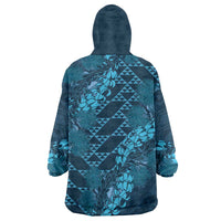 Naval Night Aloha Hawaii Wearable Blanket Hoodie Hawaiian Kakau Ohia Lehua Lei - Polynesian Pride