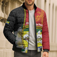 Personalised PNG Morobe Provins Bomber Puffer Jacket Papua New Guinea Plumeria Melanesian Pattern - Polynesian Pride