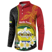 Personalised PNG Morobe Provins Button Sweatshirt Papua New Guinea Plumeria Melanesian Pattern - Polynesian Pride