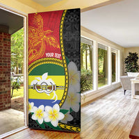 Personalised PNG Morobe Provins Door Cover Papua New Guinea Plumeria Melanesian Pattern - Polynesian Pride