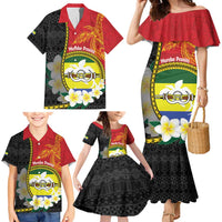 Personalised PNG Morobe Provins Family Matching Mermaid Dress and Hawaiian Shirt Papua New Guinea Plumeria Melanesian Pattern - Polynesian Pride