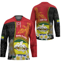 Personalised PNG Morobe Provins Hockey Jersey Papua New Guinea Plumeria Melanesian Pattern - Polynesian Pride