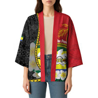 Personalised PNG Morobe Provins Kimono Papua New Guinea Plumeria Melanesian Pattern - Polynesian Pride