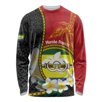Personalised PNG Morobe Provins Long Sleeve Shirt Papua New Guinea Plumeria Melanesian Pattern - Polynesian Pride