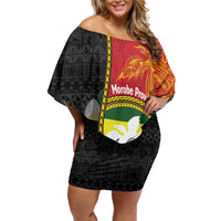 Personalised PNG Morobe Provins Off Shoulder Short Dress Papua New Guinea Plumeria Melanesian Pattern - Polynesian Pride