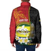 Personalised PNG Morobe Provins Padded Jacket Papua New Guinea Plumeria Melanesian Pattern - Polynesian Pride
