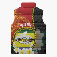 Personalised PNG Morobe Provins Sleeveless Puffer Jacket Papua New Guinea Plumeria Melanesian Pattern - Polynesian Pride