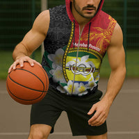 Personalised PNG Morobe Provins Sleeveless Zip Hoodie Papua New Guinea Plumeria Melanesian Pattern - Polynesian Pride