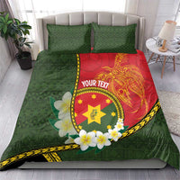 Personalised PNG Isten Hailans Provins Bedding Set Papua New Guinea Plumeria Melanesian Pattern - Polynesian Pride
