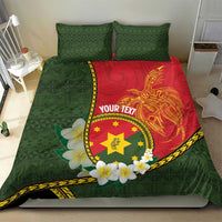 Personalised PNG Isten Hailans Provins Bedding Set Papua New Guinea Plumeria Melanesian Pattern - Polynesian Pride