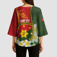 Personalised PNG Isten Hailans Provins Kimono Sleeve Blouse Papua New Guinea Plumeria Melanesian Pattern - Polynesian Pride