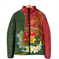 Personalised PNG Isten Hailans Provins Padded Jacket Papua New Guinea Plumeria Melanesian Pattern - Polynesian Pride