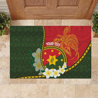 Personalised PNG Isten Hailans Provins Rubber Doormat Papua New Guinea Plumeria Melanesian Pattern - Polynesian Pride