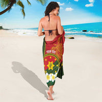 Personalised PNG Isten Hailans Provins Sarong Papua New Guinea Plumeria Melanesian Pattern - Polynesian Pride