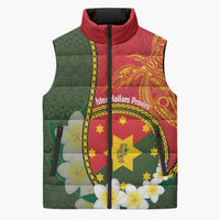 Personalised PNG Isten Hailans Provins Sleeveless Puffer Jacket Papua New Guinea Plumeria Melanesian Pattern - Polynesian Pride