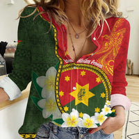 Personalised PNG Isten Hailans Provins Women Casual Shirt Papua New Guinea Plumeria Melanesian Pattern - Polynesian Pride