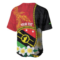 Personalised PNG Sauten Hailans Baseball Jersey Papua New Guinea Plumeria Melanesian Pattern - Polynesian Pride