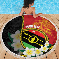 Personalised PNG Sauten Hailans Beach Blanket Papua New Guinea Plumeria Melanesian Pattern - Polynesian Pride