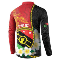 Personalised PNG Sauten Hailans Button Sweatshirt Papua New Guinea Plumeria Melanesian Pattern - Polynesian Pride