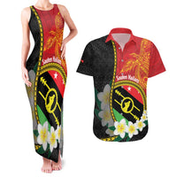 Personalised PNG Sauten Hailans Couples Matching Tank Maxi Dress and Hawaiian Shirt Papua New Guinea Plumeria Melanesian Pattern - Polynesian Pride