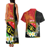 Personalised PNG Sauten Hailans Couples Matching Tank Maxi Dress and Hawaiian Shirt Papua New Guinea Plumeria Melanesian Pattern - Polynesian Pride