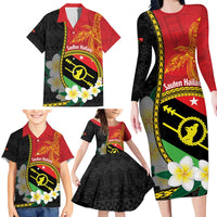 Personalised PNG Sauten Hailans Family Matching Long Sleeve Bodycon Dress and Hawaiian Shirt Papua New Guinea Plumeria Melanesian Pattern - Polynesian Pride