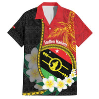 Personalised PNG Sauten Hailans Family Matching Off Shoulder Short Dress and Hawaiian Shirt Papua New Guinea Plumeria Melanesian Pattern - Polynesian Pride
