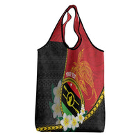 Personalised PNG Sauten Hailans Grocery Bag Papua New Guinea Plumeria Melanesian Pattern - Polynesian Pride