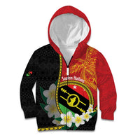 Personalised PNG Sauten Hailans Kid Hoodie Papua New Guinea Plumeria Melanesian Pattern - Polynesian Pride