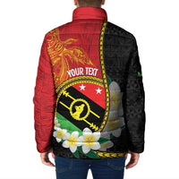 Personalised PNG Sauten Hailans Padded Jacket Papua New Guinea Plumeria Melanesian Pattern - Polynesian Pride