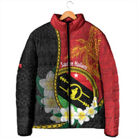 Personalised PNG Sauten Hailans Padded Jacket Papua New Guinea Plumeria Melanesian Pattern - Polynesian Pride