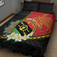 Personalised PNG Sauten Hailans Quilt Bed Set Papua New Guinea Plumeria Melanesian Pattern - Polynesian Pride