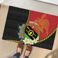 Personalised PNG Sauten Hailans Rubber Doormat Papua New Guinea Plumeria Melanesian Pattern - Polynesian Pride