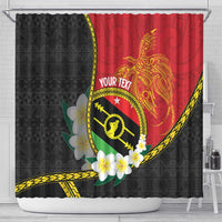 Personalised PNG Sauten Hailans Shower Curtain Papua New Guinea Plumeria Melanesian Pattern - Polynesian Pride