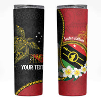 Personalised PNG Sauten Hailans Skinny Tumbler Papua New Guinea Plumeria Melanesian Pattern - Polynesian Pride