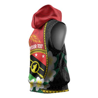 Personalised PNG Sauten Hailans Sleeveless Hoodie Papua New Guinea Plumeria Melanesian Pattern - Polynesian Pride