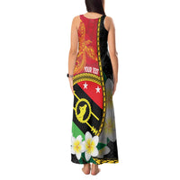 Personalised PNG Sauten Hailans Tank Maxi Dress Papua New Guinea Plumeria Melanesian Pattern - Polynesian Pride