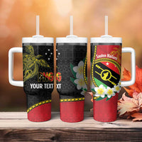 Personalised PNG Sauten Hailans Tumbler With Handle Papua New Guinea Plumeria Melanesian Pattern - Polynesian Pride