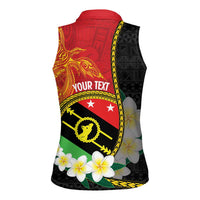 Personalised PNG Sauten Hailans Women Sleeveless Polo Shirt Papua New Guinea Plumeria Melanesian Pattern LT14 - Polynesian Pride