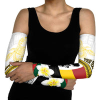 Personalised PNG Madang Provins Arm Sleeves Papua New Guinea Plumeria Melanesian Pattern - Polynesian Pride