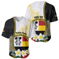 Personalised PNG Madang Provins Baseball Jersey Papua New Guinea Plumeria Melanesian Pattern - Polynesian Pride
