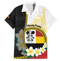 Personalised PNG Madang Provins Family Matching Off The Shoulder Long Sleeve Dress and Hawaiian Shirt Papua New Guinea Plumeria Melanesian Pattern - Polynesian Pride