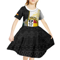 Personalised PNG Madang Provins Kid Short Sleeve Dress Papua New Guinea Plumeria Melanesian Pattern - Polynesian Pride