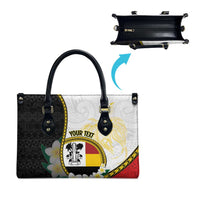 Personalised PNG Madang Provins Leather Bag Papua New Guinea Plumeria Melanesian Pattern - Polynesian Pride