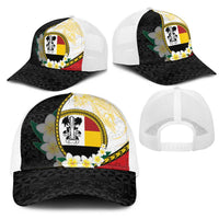 PNG Madang Provins Mesh Trucker Cap Papua New Guinea Plumeria Melanesian Pattern - Polynesian Pride