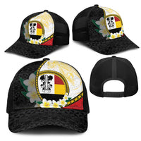PNG Madang Provins Mesh Trucker Cap Papua New Guinea Plumeria Melanesian Pattern - Polynesian Pride