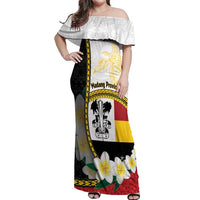 Personalised PNG Madang Provins Off Shoulder Maxi Dress Papua New Guinea Plumeria Melanesian Pattern - Polynesian Pride