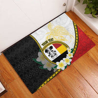 Personalised PNG Madang Provins Rubber Doormat Papua New Guinea Plumeria Melanesian Pattern - Polynesian Pride