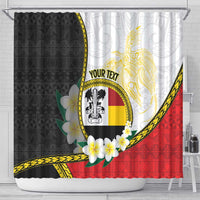 Personalised PNG Madang Provins Shower Curtain Papua New Guinea Plumeria Melanesian Pattern - Polynesian Pride